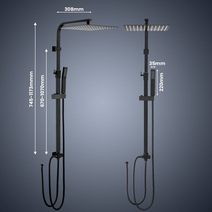 HOMELODY Regendusche Ohne Armatur Schwarz Duschsystem Ohne thermostat Duschset Eckig Edelstahl Kopfbrause 30x30CM