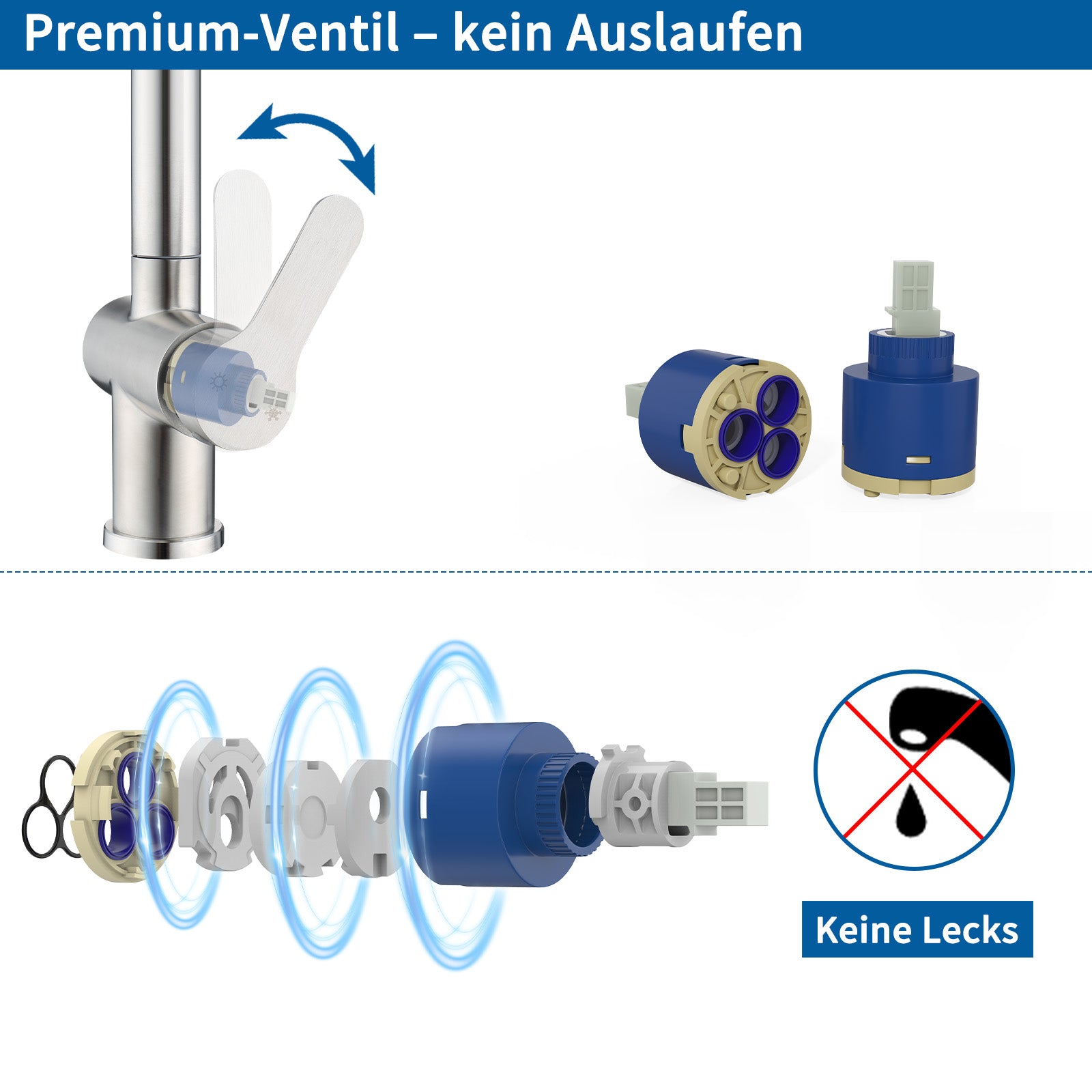 Einhand Ausziehbarer Edelstahl Spülbecken Wasserhahn mit Brause beste Küchenarmaturen Homelody