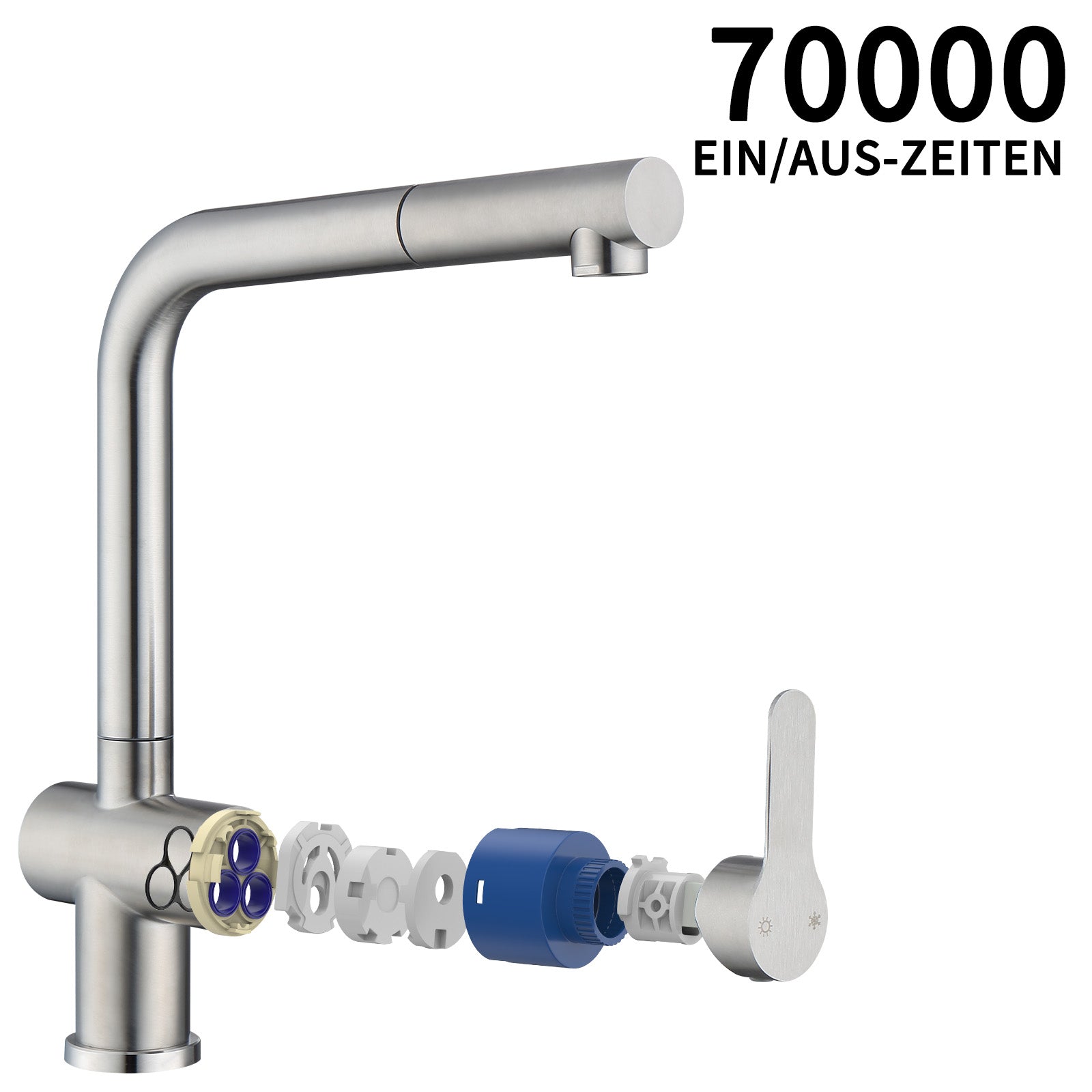 Einhand Ausziehbarer Edelstahl Spülbecken Wasserhahn mit Brause beste Küchenarmaturen Homelody