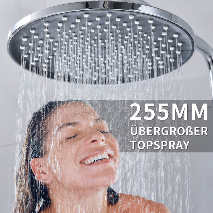 Homelody Thermostatische Duschsäule mit Wasserfall-Auslauf Duschset mit 3 Wasserabgängen