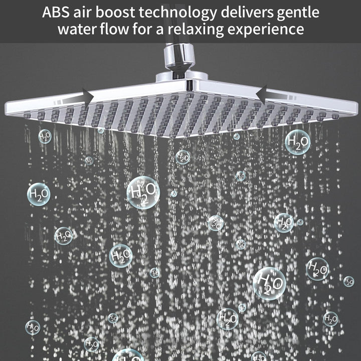 HOMELODY Duschsystem mit Thermostat Chrom - Duscharmatur Edelstahl Regendusche mit Armatur inkl.Sicherheitssperre bei 38°C, ABS Handbrause,Kopfbrause,Verstellbarer Duschstange,Duscharmatur komplettset