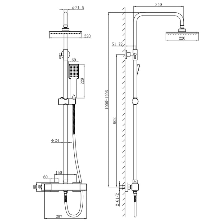 HOMELODY Duschsystem mit Thermostat Chrom - Duscharmatur Edelstahl Regendusche mit Armatur inkl.Sicherheitssperre bei 38°C, ABS Handbrause,Kopfbrause,Verstellbarer Duschstange,Duscharmatur komplettset