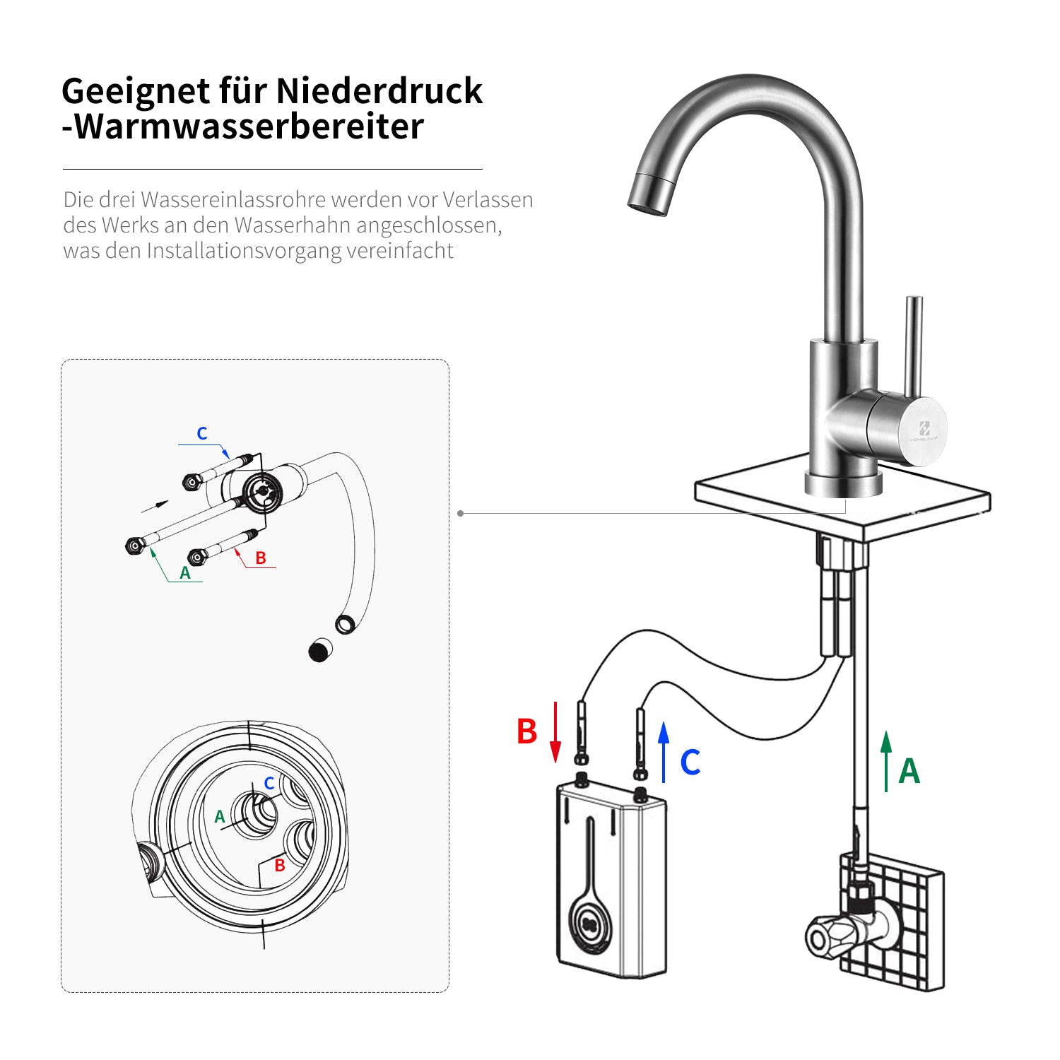 Edelstahl wasserhahn Gebürsteter