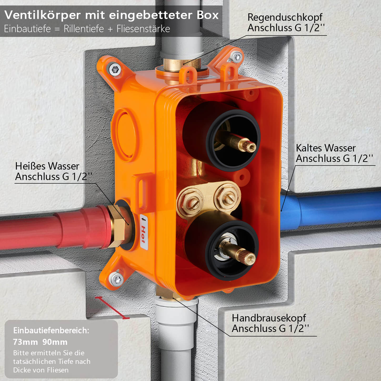 Homeloody 38 ° C Konstante Temperatur Rundes Unterputz-Duschsystem 30 cm * 30 cm Runde Kopfbrause