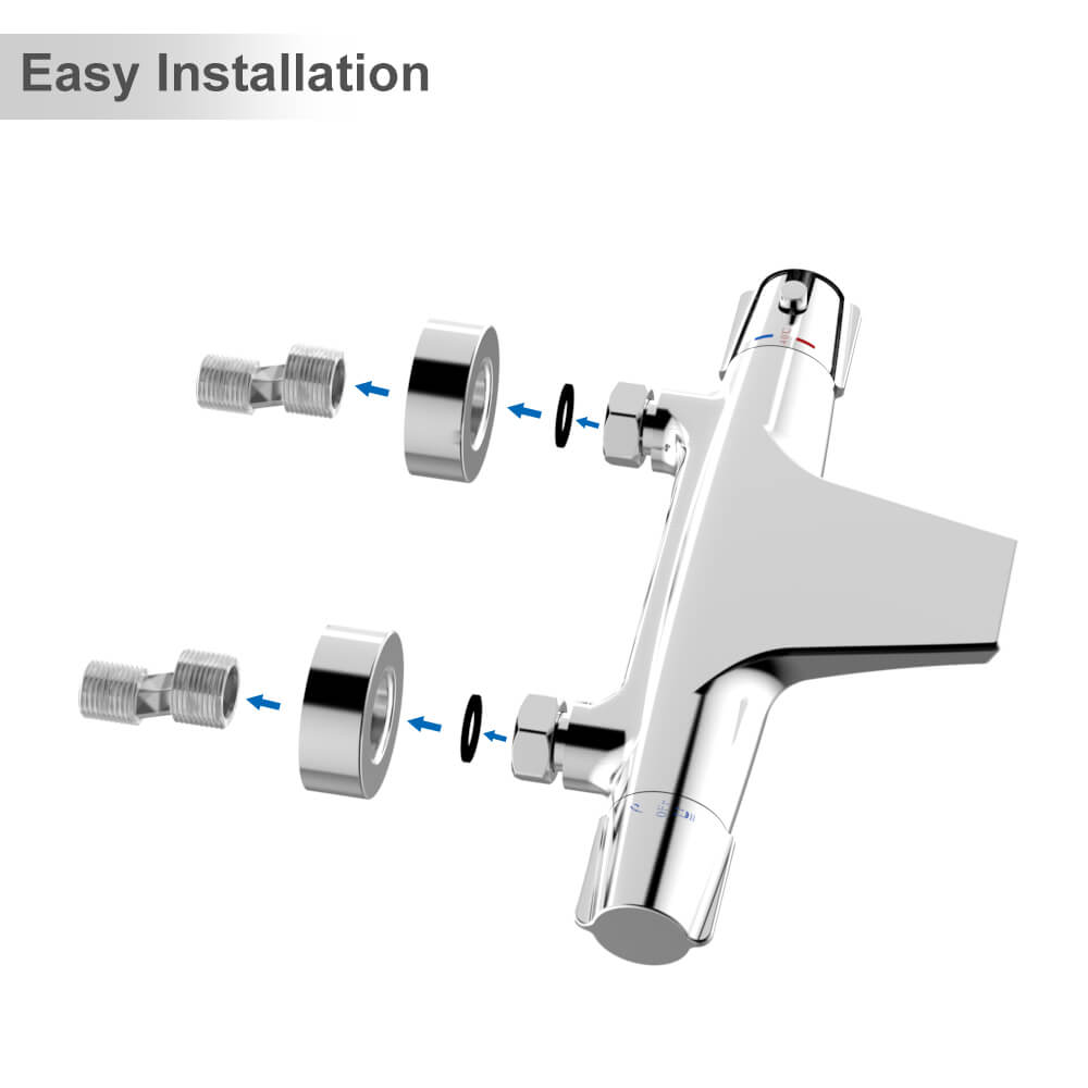 Wand Thermostat Wasserhahn Wasserfall Bad Badewanne Duschbatterie Messing schwarz