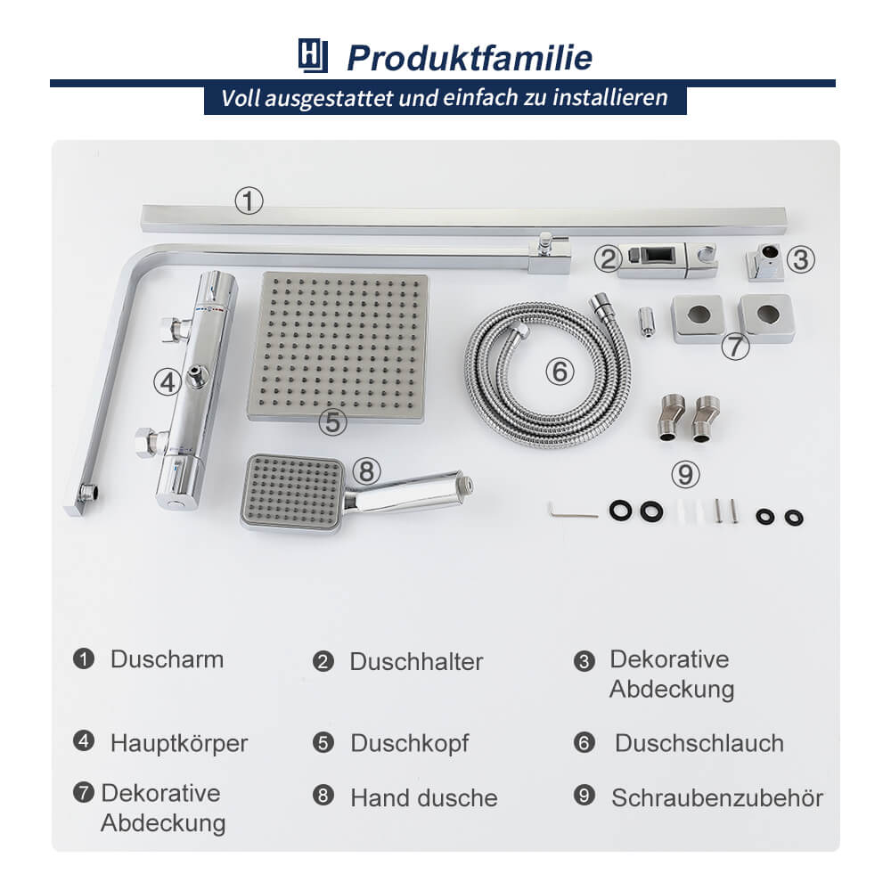 eckig Duscharmatur Duschset