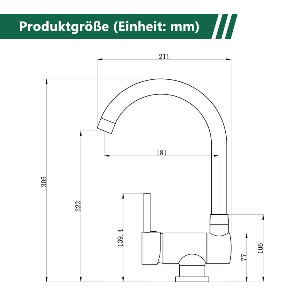 Hochdruck Küchenarmatur Einhebel