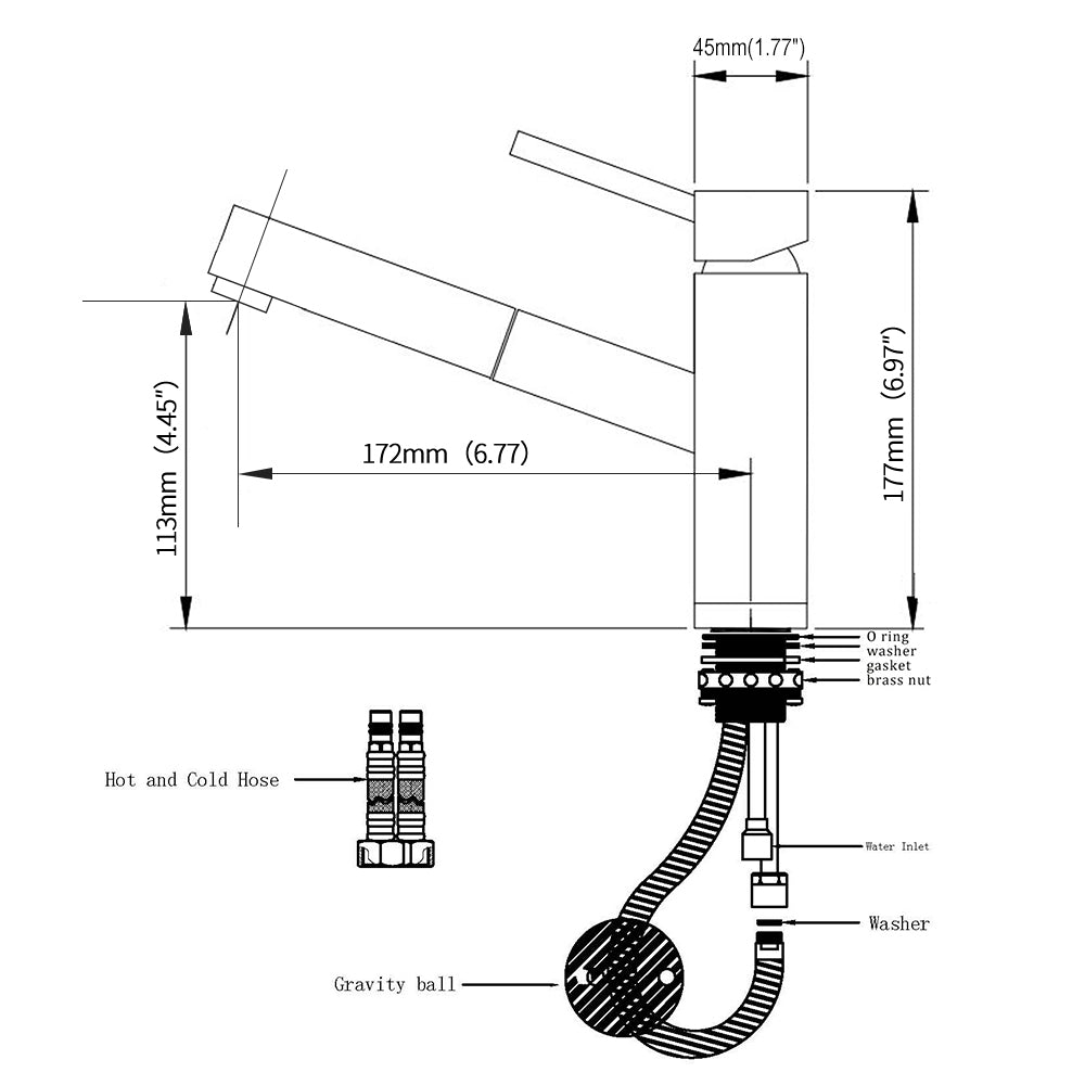 Multi-Modus 120 ° schwenkbarer einziehbarer Homelody Chrom Küchen wasserhahn für Küche