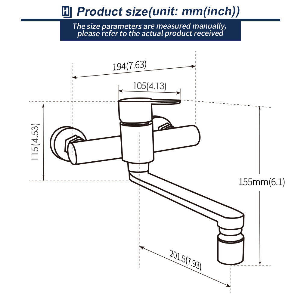 Wand-Küchen armatur Homelody Einhand Einhebelmischer Gebürsteter Edelstahl Wandarmatur Küche 360 ° Drehung