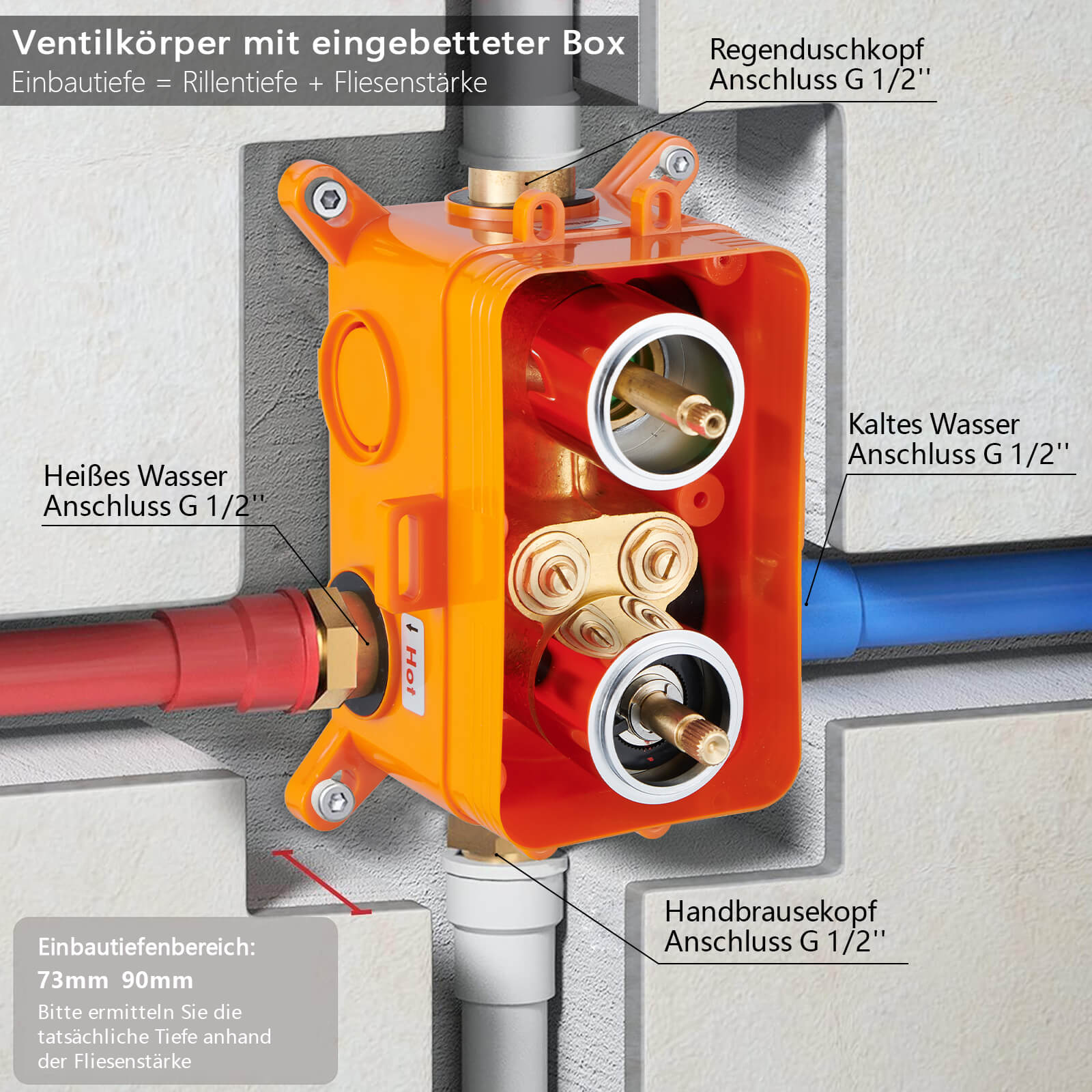 Homeloody 38 ° C Konstante Temperatur Rundes Unterputz-Duschsystem 30 cm * 30 cm Runde Kopfbrause