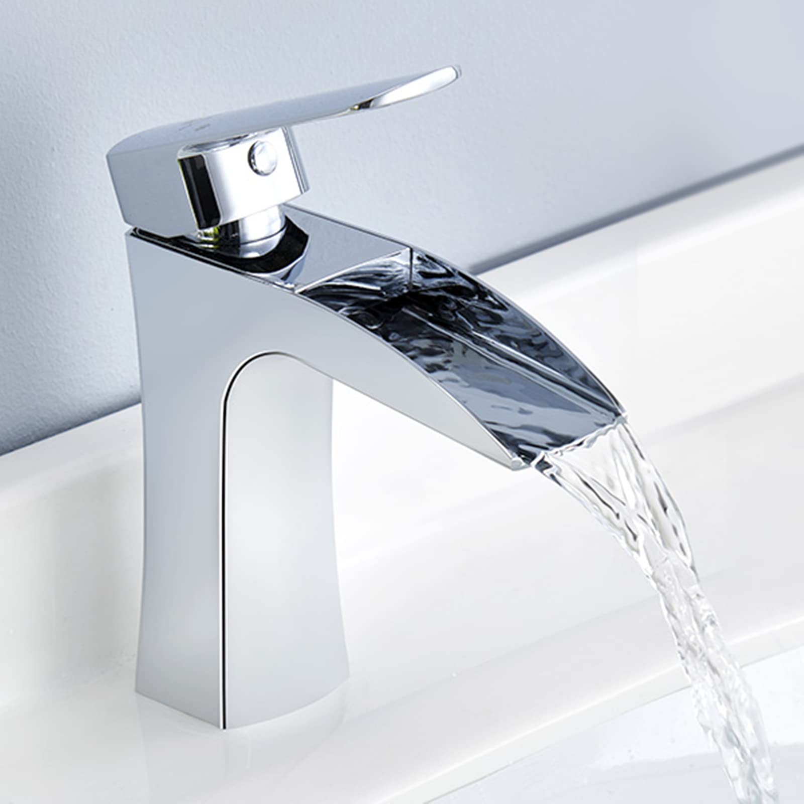 HOMELODY Wasserfall Wasserhahn Bad Waschtischarmatur Chrom