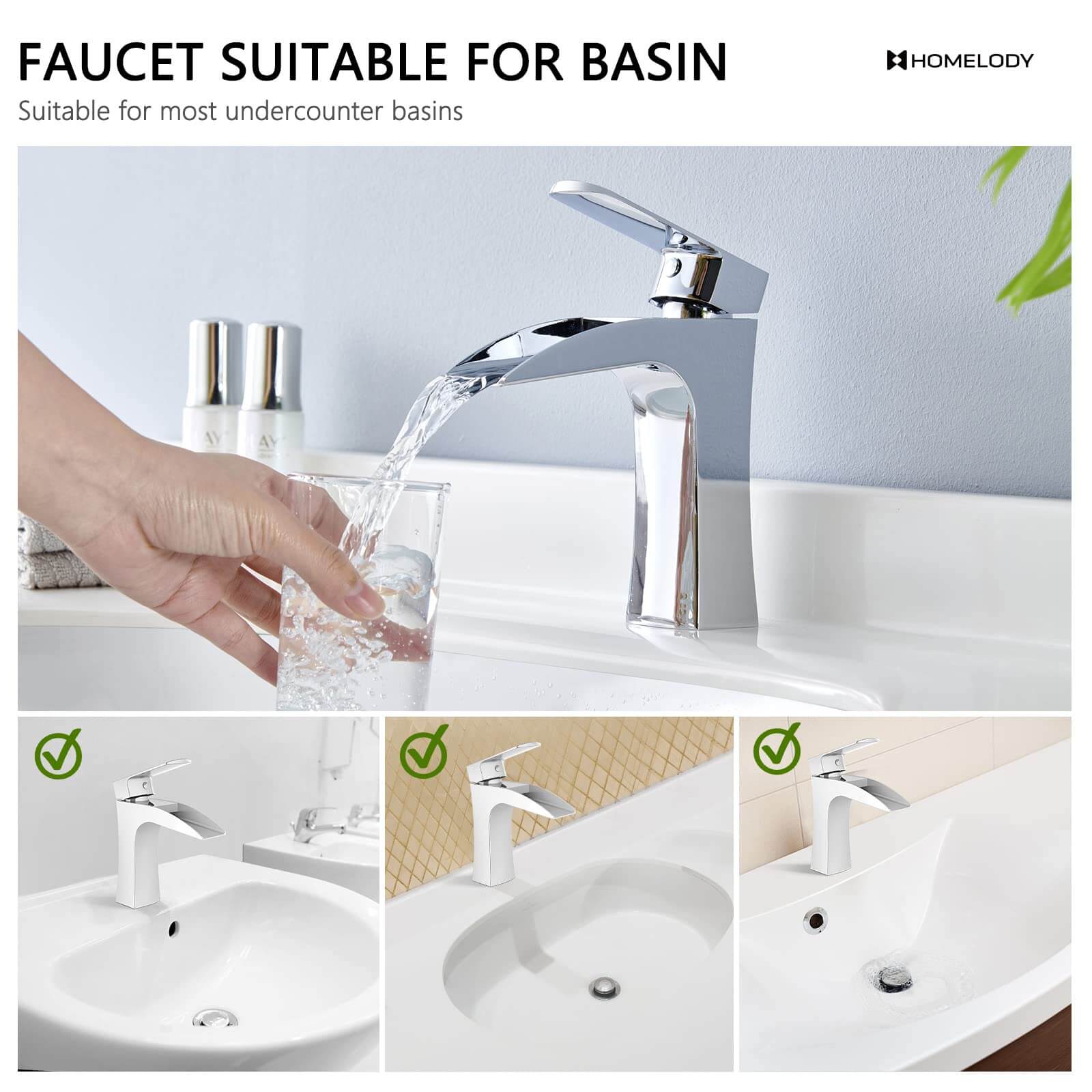 HOMELODY Wasserfall Wasserhahn Bad Waschtischarmatur Chrom